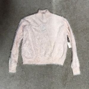 fuzzy mock neck sweater